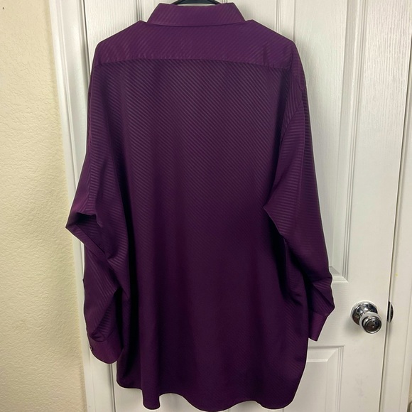Pre-Owned Stacy Adams Men Purple Striped Button Up Long Sleeve Collar Shirt, XXL - Picture 2 of 11